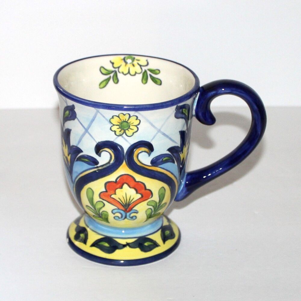 Maxcera Blue Talavera coffee tea Mug ceramic hand painted